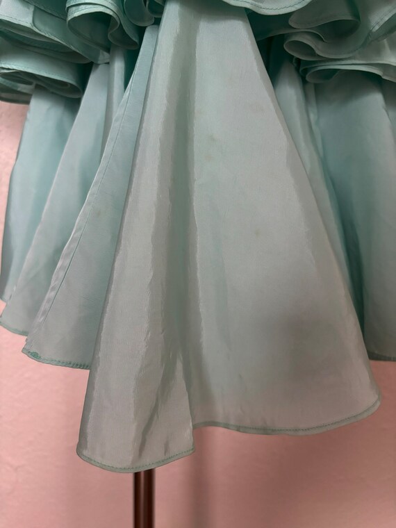 1980s Aqua Ruffled Strapless Evening Dress by Lil… - image 6