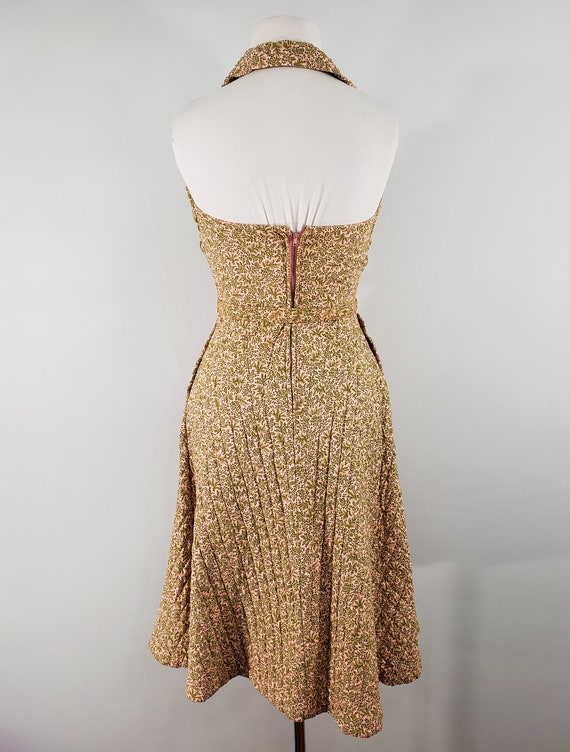 1950s Quilted Cotton Halter Dress, Size Extra Sma… - image 8