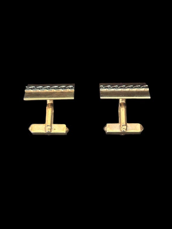 1940s Rectangular Two Tone Rectangular Cuff Links… - image 5