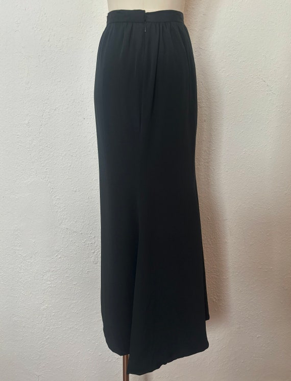 1990s Black Silk Maxi Skirt, Extra Small to Small… - image 4