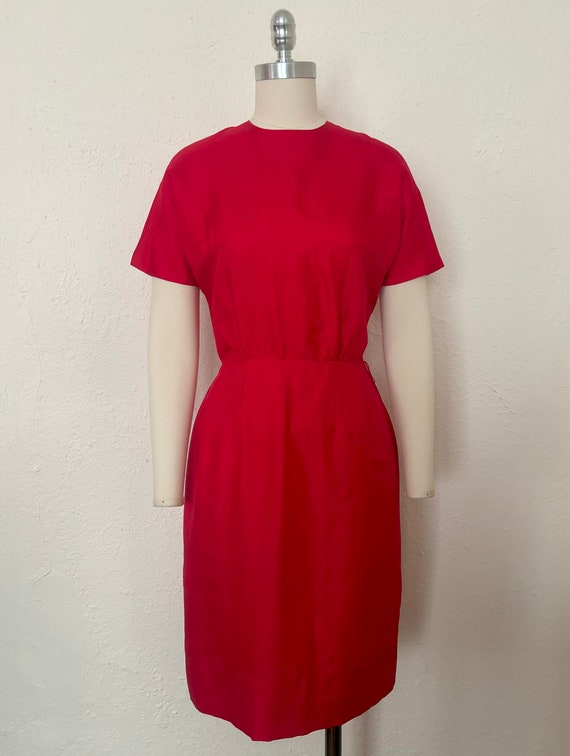 open lace back dress Dorian Midi Dress in Lacquer Red On Crimson FR38 - US6