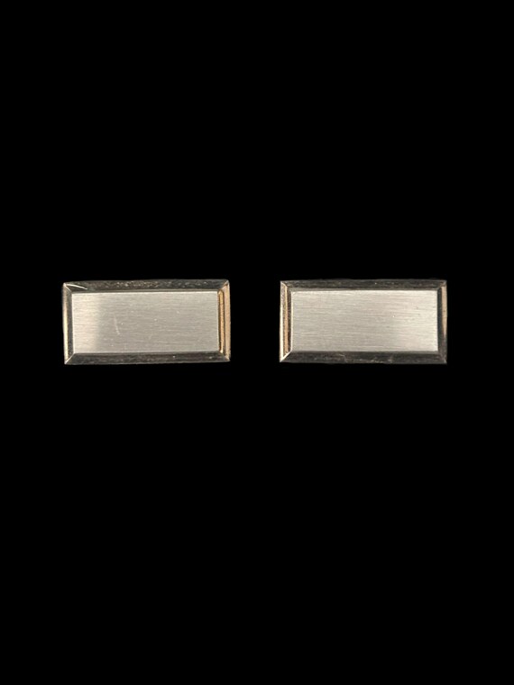 1960s Rectangular Two Tone Cuff Links | 60s Vinta… - image 1