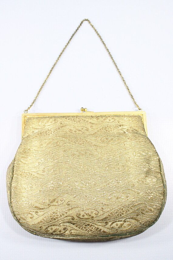 1930s Floral Gold Lamé Evening Bag | 30s Vintage … - image 3