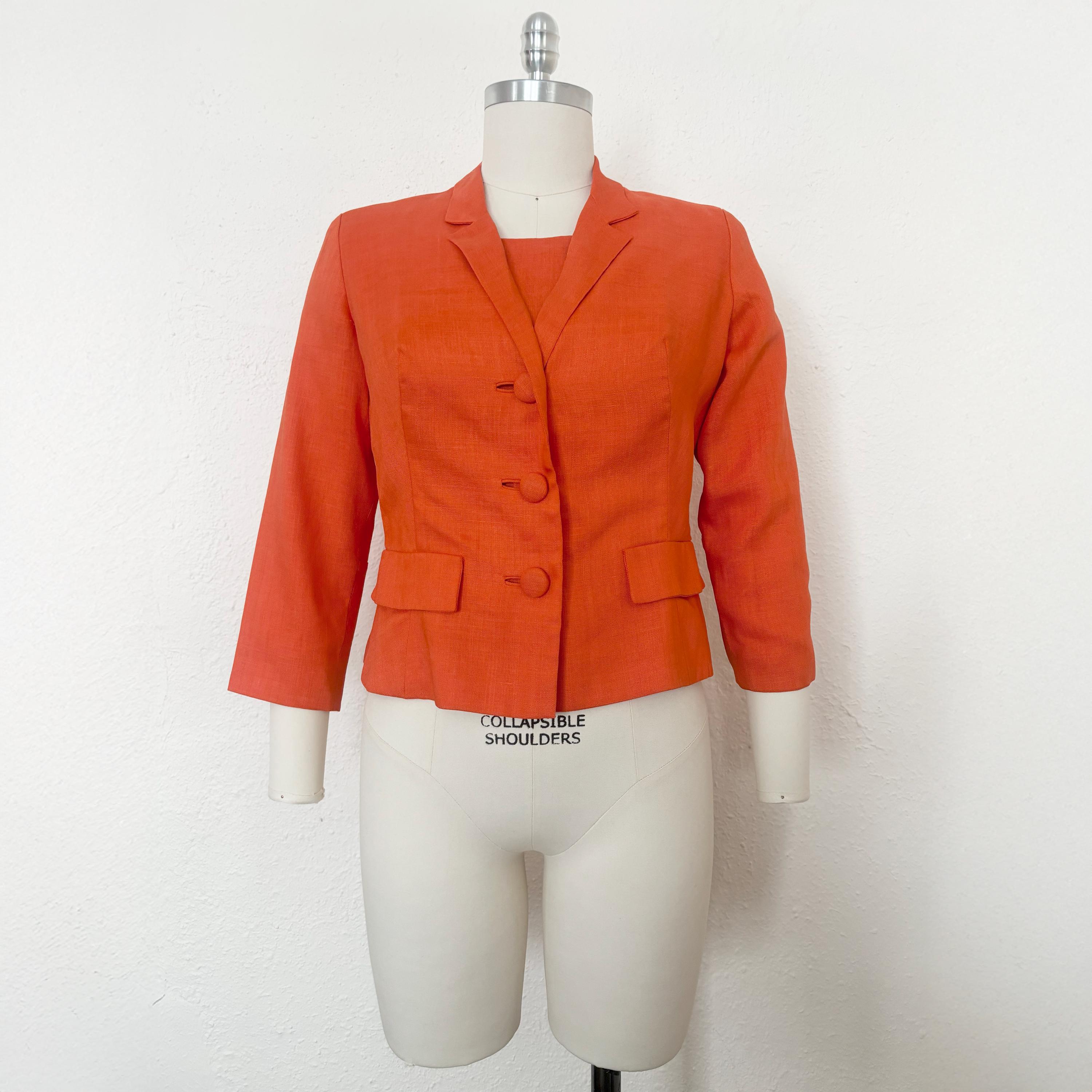 s*d様 60’s British vintage linen jacket 1960s Orange Linen Jacket and Shell, Medium to Large | 60s
