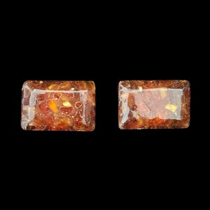 1950s Golden Brown and Orange Plastic Cuff Links | 50s Vintage Rectangular Chain Link Cufflinks