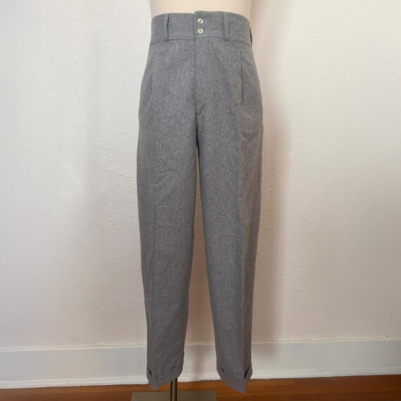 1960s Blue Wool High Waisted Slacks | 60s Vintage Flecked Wool Cuff Leg Dress Pants (35 Waist, 31.5 Inseam) 1960s Blue Wool High Waisted Slacks | 60s Vintage Flecked Wool Cuff Leg Dress Pants (35 Waist, 31.5 Inseam)