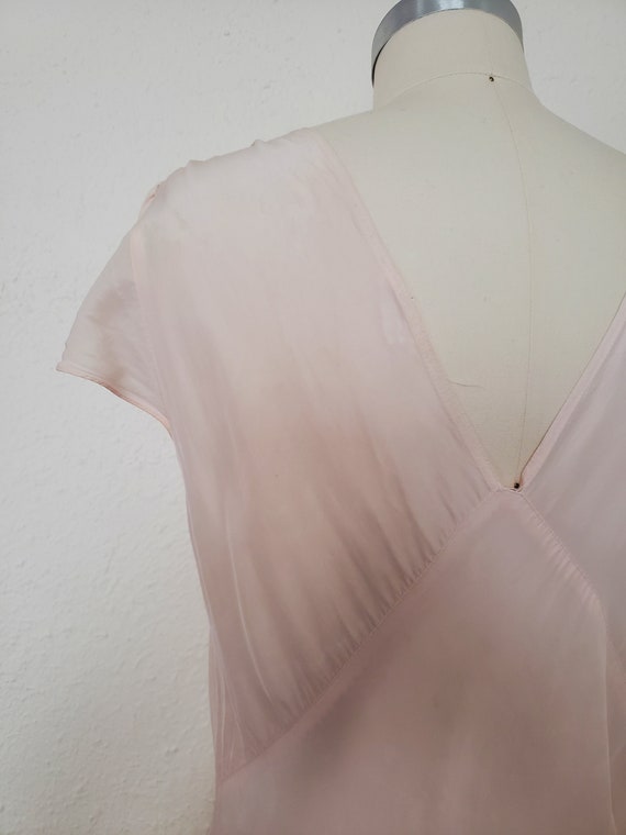 1930s Pink Rayon and Lace Nightgown by Statuesque, Me… Gem