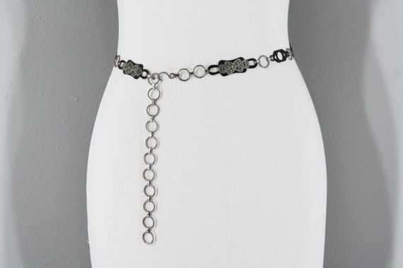 1930s Art Deco Link Belt | 30s Vintage Black Cell
