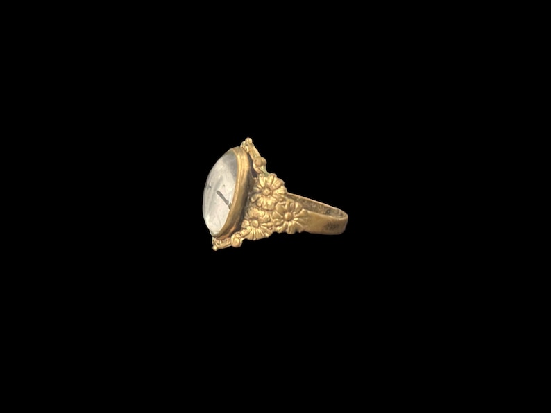 1990s Victorian Style Brass Floral Ring, Size 8 | 90s Vintage Gold Tone ...