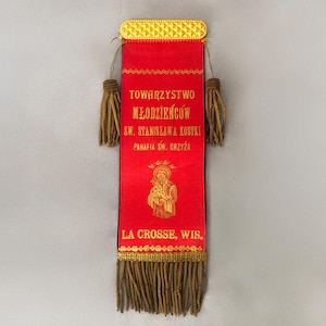 1900s Victorian Order of Saint Stanisław Kostka Badge | Turn of the Century Polish Red, Black, & Gold Ribbon from La Crosse, Wisconsin