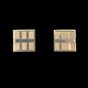 1960s Square 14k GF Cuff Links by William E Hayward | 60s Vintage Engraved Gold Filled Cufflinks w/ Hinged Heads Stamped WEH