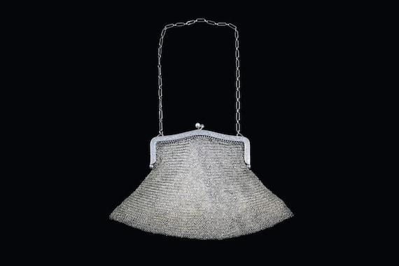 1920s Sterling Silver Metal Mesh Evening Bag | 19… - image 1