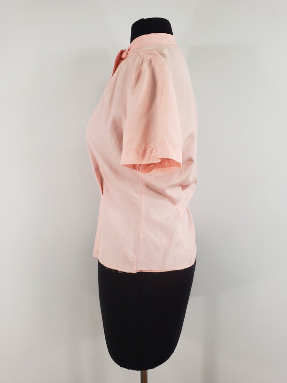1940s Pink Silk Blouse by Judy Bond, Medium to La… - image 6