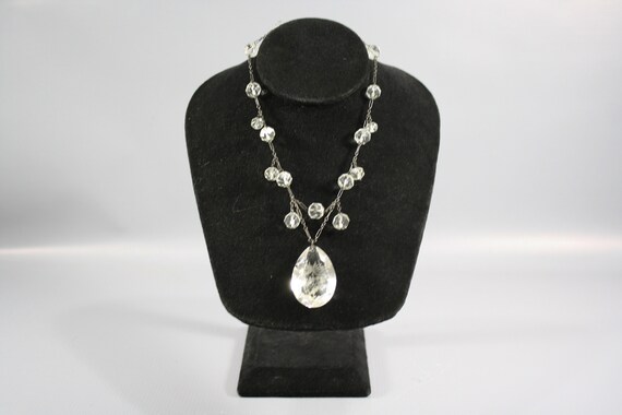 Super! A19 Details about Vintage Designer Clear Rhinestone Teardrop Necklace Super! A19 Details about Vintage Designer Clear Rhinestone Teardrop Necklace