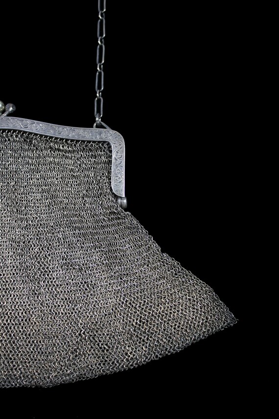 1920s Sterling Silver Metal Mesh Evening Bag | 19… - image 3