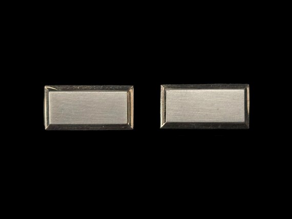 1960s Rectangular Two Tone Cuff Links | 60s Vinta… - image 2