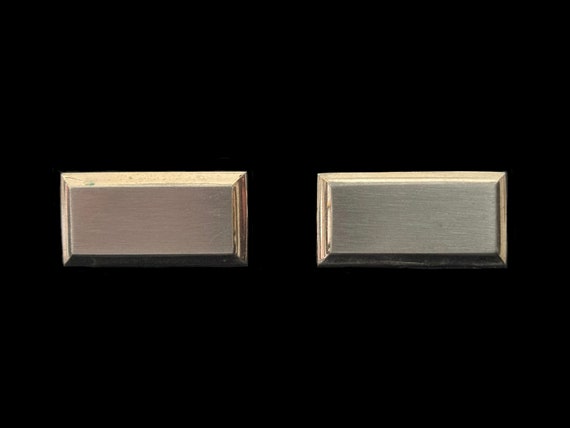 1960s Rectangular Two Tone Cuff Links | 60s Vinta… - image 4