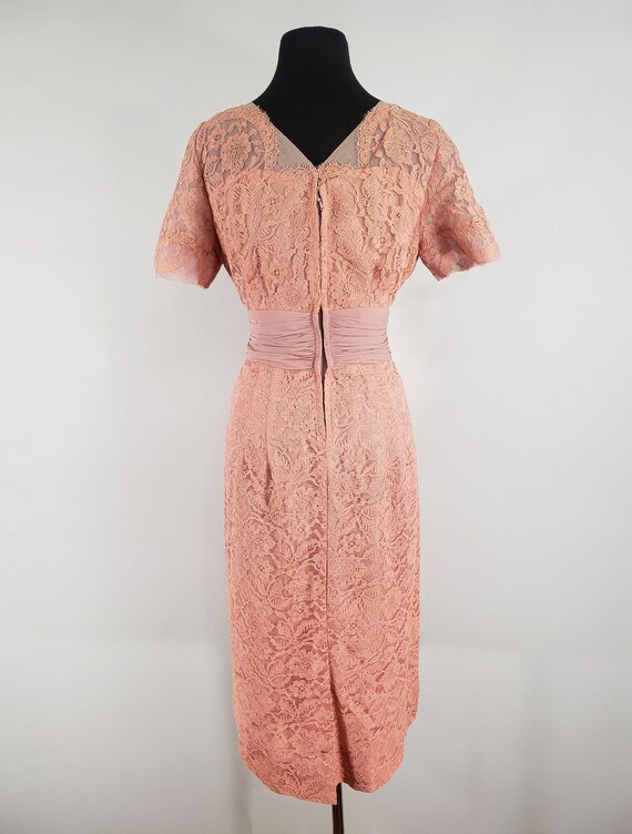 1950s Blush Lace and Chiffon Dress by Andora, Med… - image 6