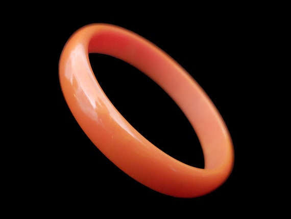 1940s Domed Orange Bakelite Bangle | 40s Vintage … - image 1