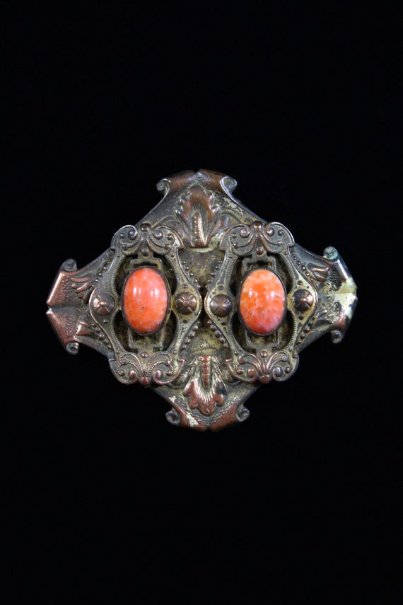 Late 19th to Early 20th Century Coral Cabochon Bro