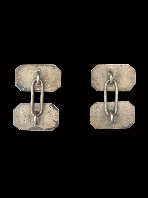 Victorian Hammered Silver Rectangular Cuff Links … - image 3
