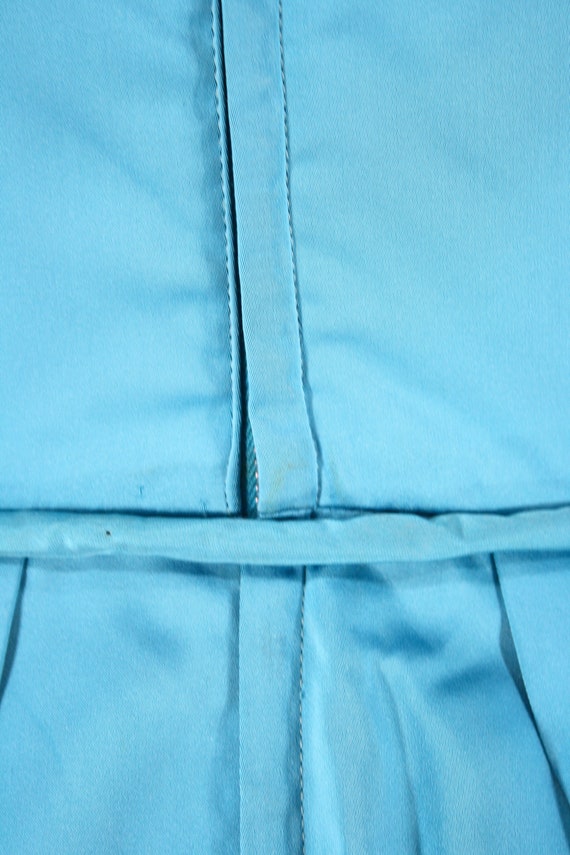 1960s Turquoise Satin Cocktail Dress, Small to Me… - image 9