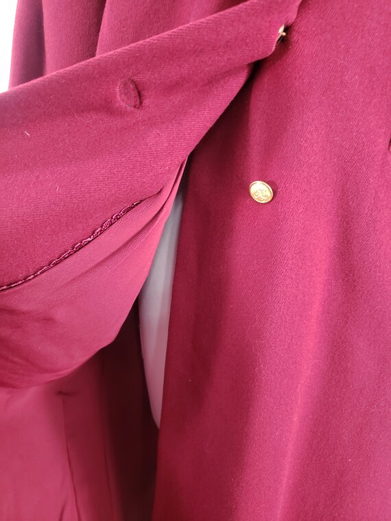 1940s Burgundy Wool Coat with Sable Collar, Mediu… - image 4