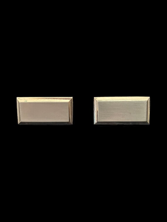 1960s Rectangular Two Tone Cuff Links | 60s Vinta… - image 3