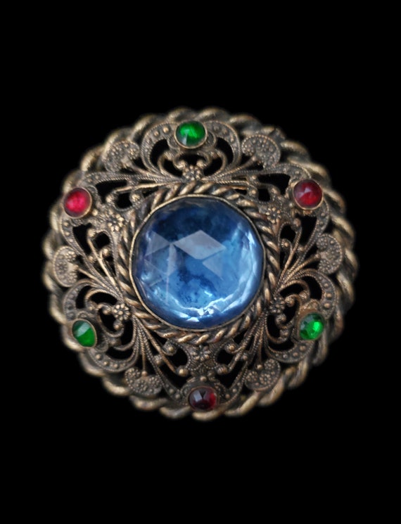 1900s to 1920s Blue Rhinestone Circular Brooch  |… - image 2