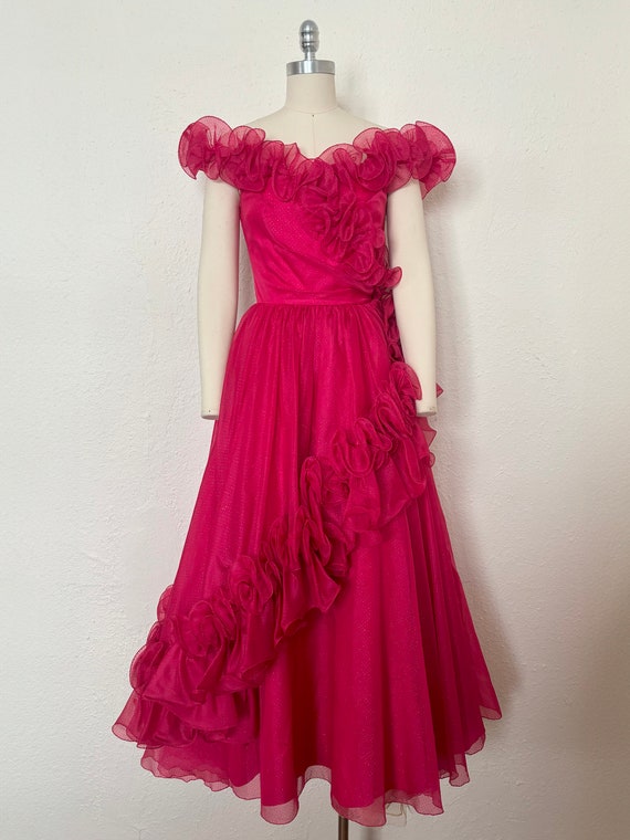 open lace back dress Hot Pink Rhinestone Halter Neck Organza Kids Pageant Dress
