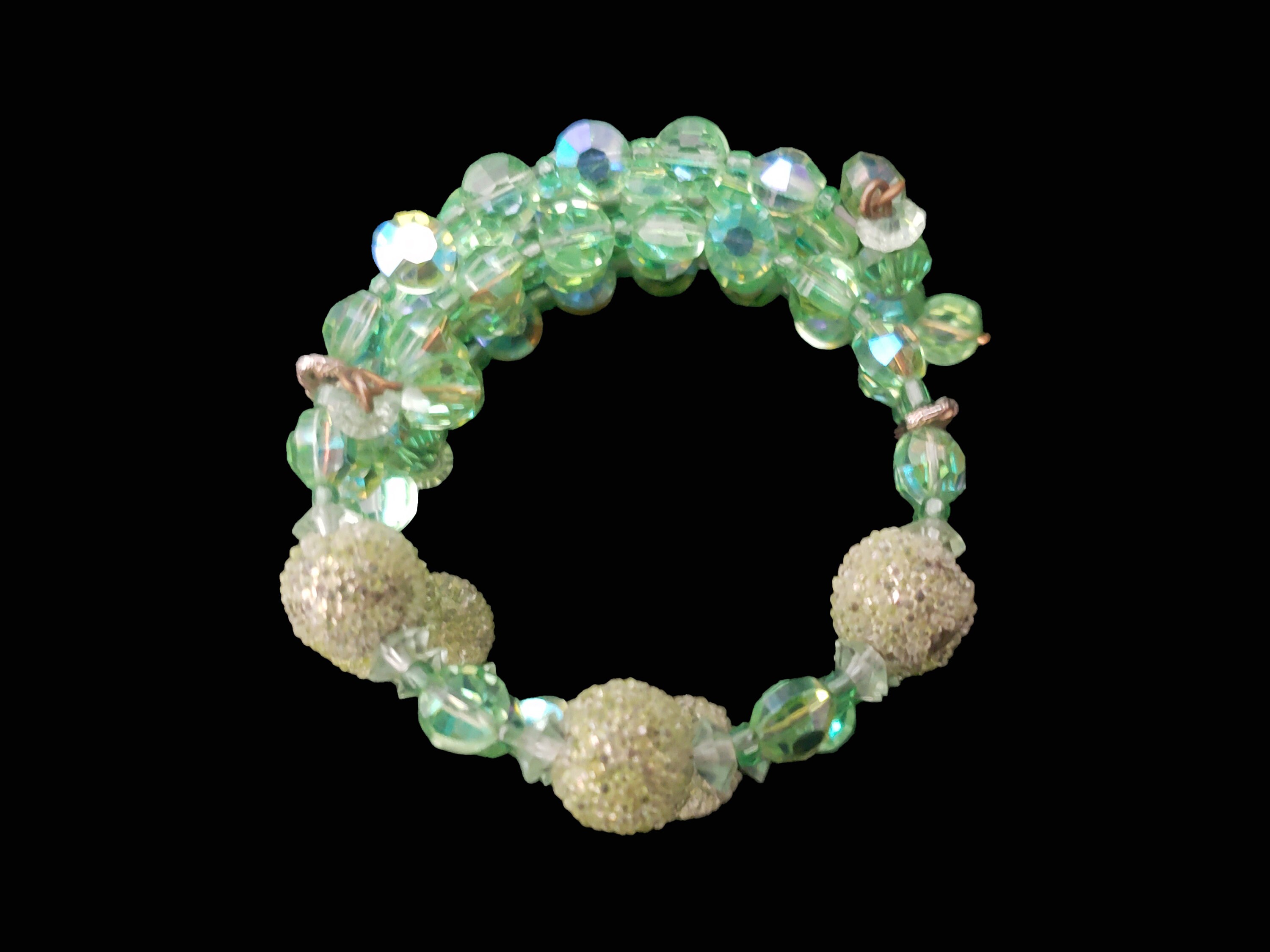 1950's mint clear green beads bracelet - アクセサリー