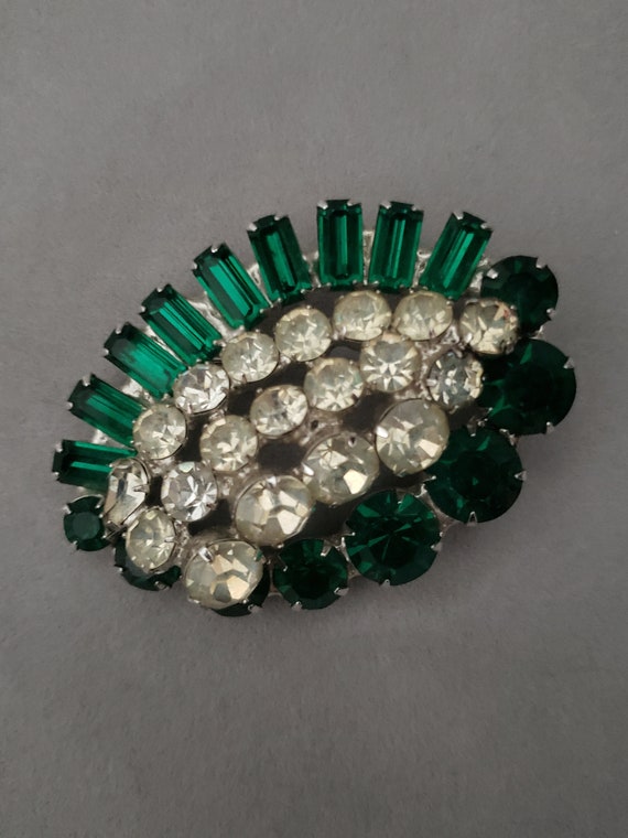 1940s Rhinestone Free Form Brooch  | 40s Vintage C