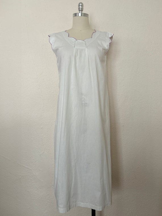 1920s White Cotton Nightgown, Small to Medium | 20s Vintage  