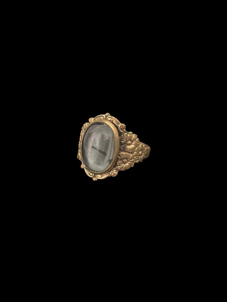 1990s Victorian Style Brass Floral Ring, Size 8 | 90s Vintage Gold Tone ...