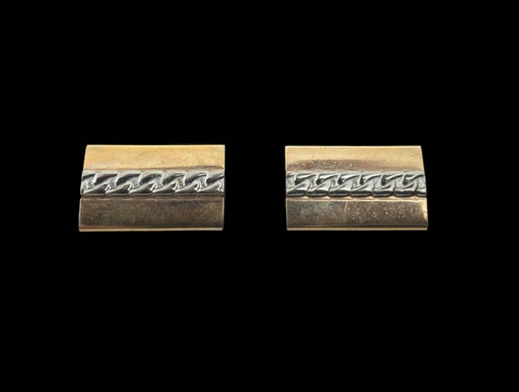 1940s Rectangular Two Tone Rectangular Cuff Links… - image 4