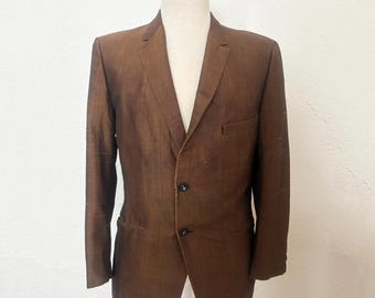 AS IS 1960s Copper Slubbed Two Button Sport Coat, by Griffon Clothes | 60s Vintage Brown Half Lined Welted Pocket Blazer (42 Chest)