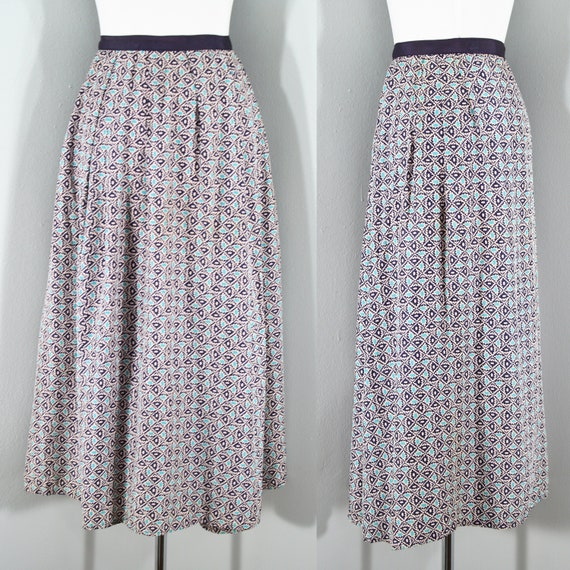 1940s Cold Rayon Floral Skirt, Medium to Large | … - image 1