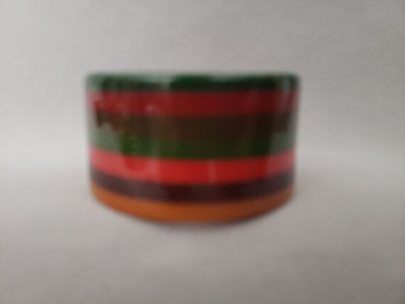 1990s Wide Layered Striped Multicolor Bakelite Ba… - image 3