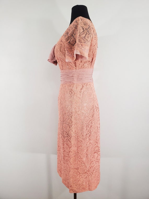 1950s Blush Lace and Chiffon Dress by Andora, Med… - image 5