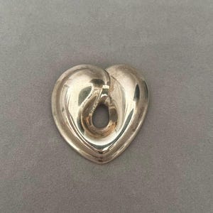 1980s Robert Lee Morris Sterling Silver Heart Brooch | 80s Vintage 925 Silver Heart w/ Hole in the Center Pin