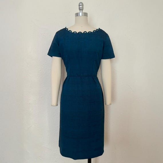 sachin and babi light blue dress 1960s Kelly Green Raw Silk Party Dress  Birthday Life Vintage