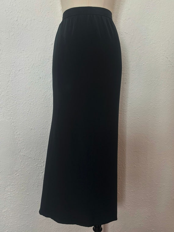 1990s Black Silk Maxi Skirt, Extra Small to Small… - image 2