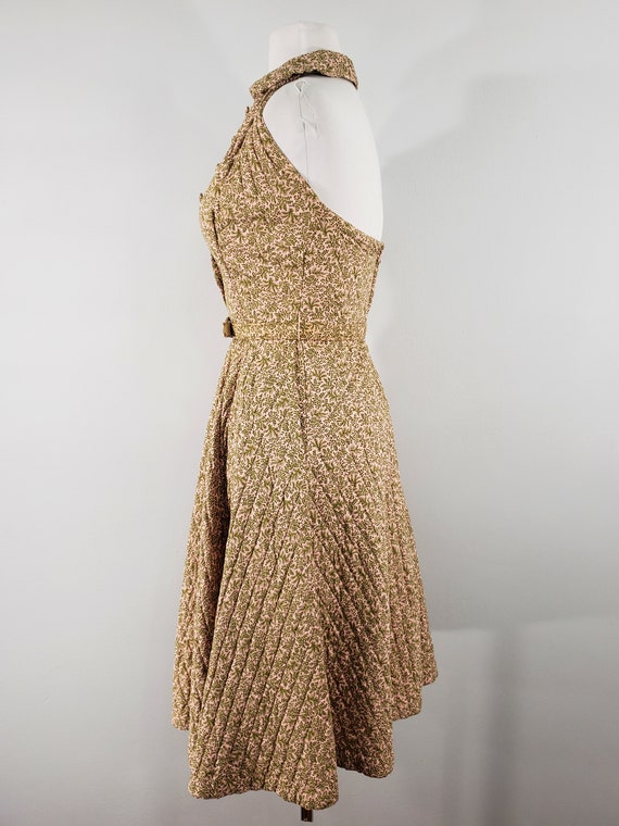 1950s Quilted Cotton Halter Dress, Size Extra Sma… - image 5