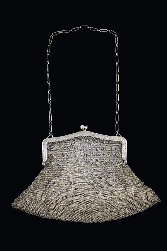 1920s Sterling Silver Metal Mesh Evening Bag | 19… - image 2