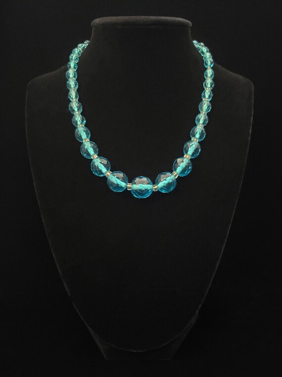 1930s Aqua Crystal Necklace | 30s Vintage Turquoi… - image 2