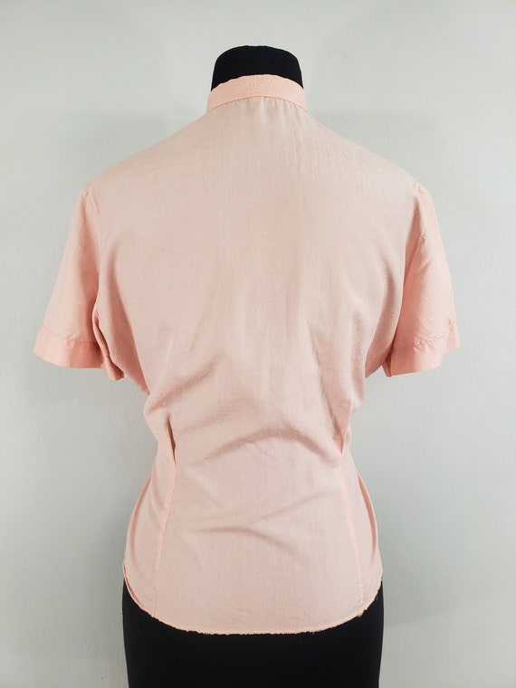 1940s Pink Silk Blouse by Judy Bond, Medium to La… - image 9