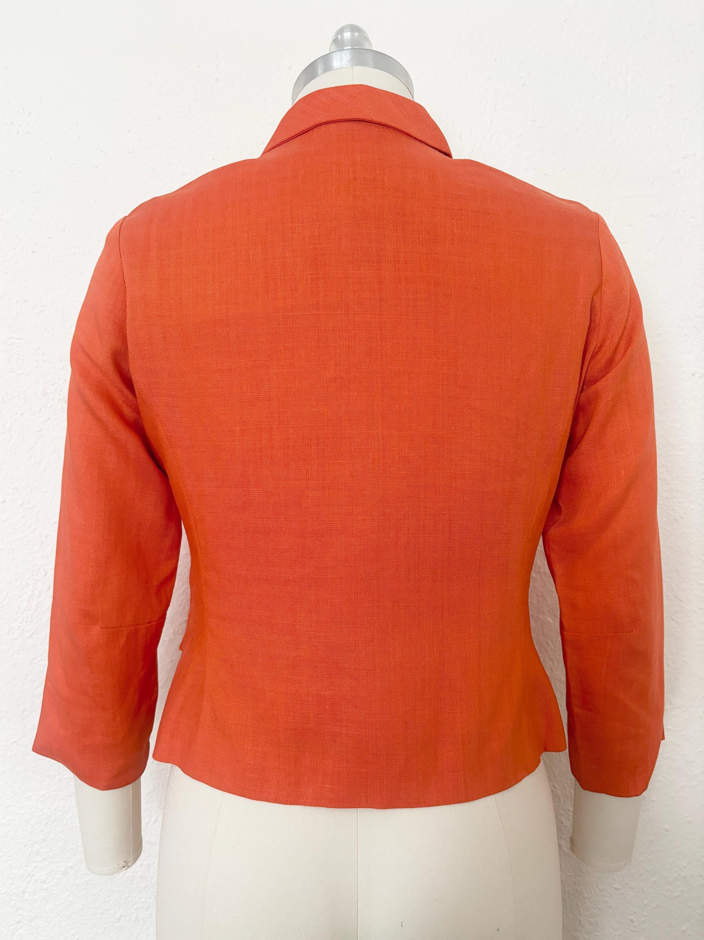 s*d様 60’s British vintage linen jacket 1960s Orange Linen Jacket and Shell, Medium to Large | 60s