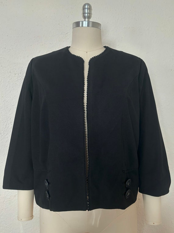 1960s Black Suit Jacket, by Gus Mayer, Small to M… - image 3