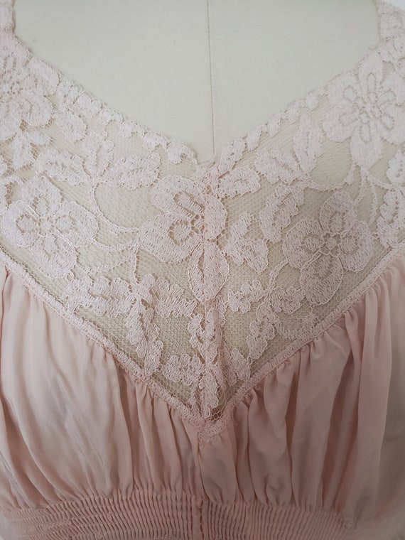 1930s Pink Rayon and Lace Nightgown by Statuesque, Me… Gem
