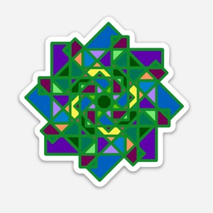 Naklejka geometryczna w kolorze zielonym i niebieskim - Kolorowa - Witraż - Tęcza - Naklejka - Winyl